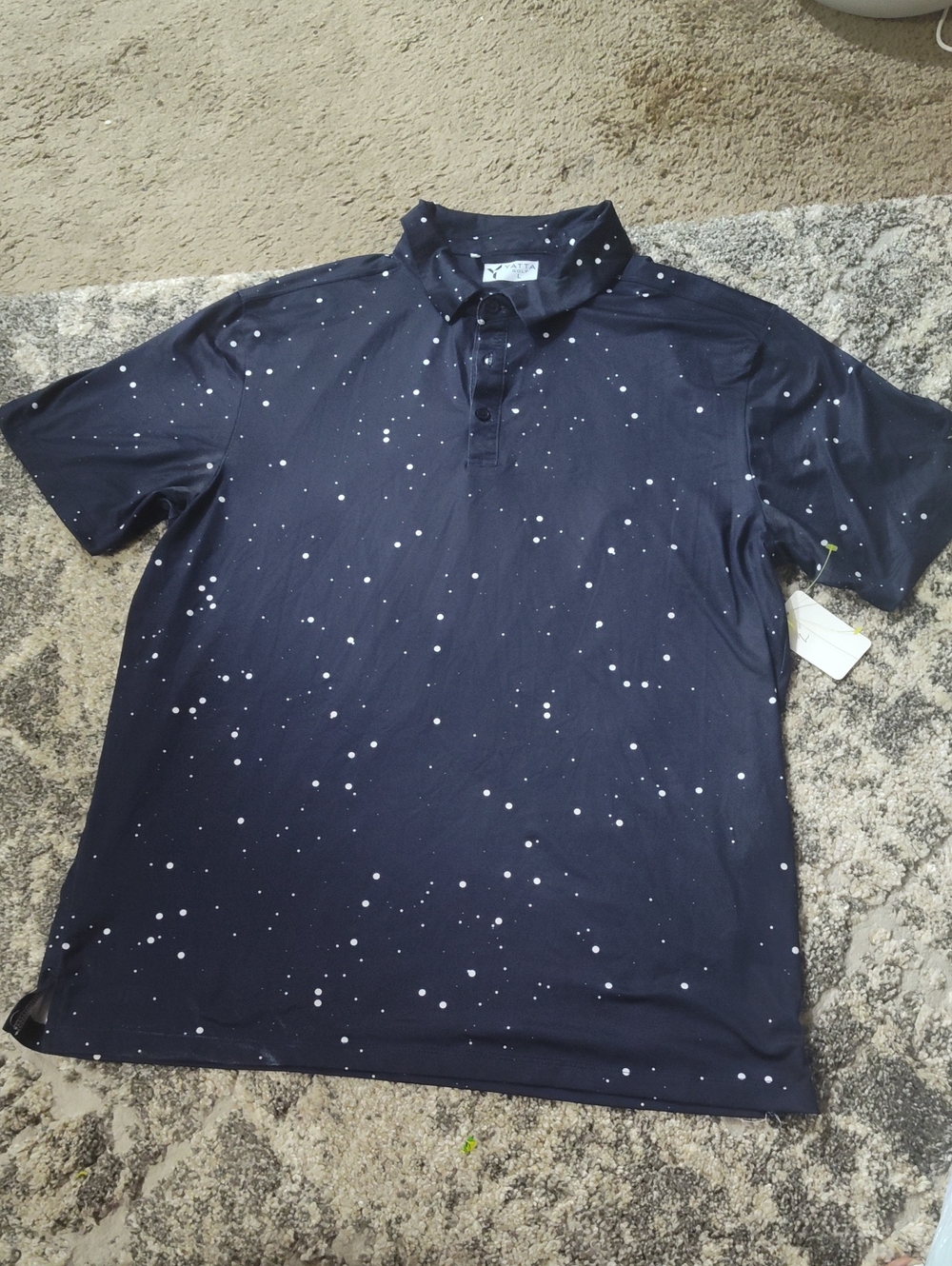 Men's Navy Polo with White Splatter Print